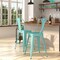 Merrick Lane Stella 24" Metal Indoor-Outdoor Counter Stool with Vertical Slat Back and Integrated Footrest